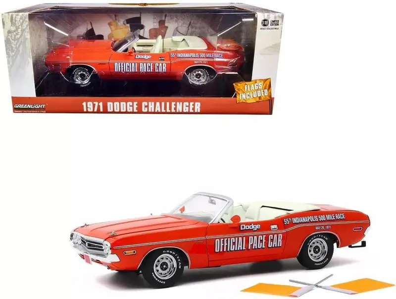 1:18 1971 Indy 500 Pace Car -- Dodge Challenger R/T Convertible -- Greenlight 1