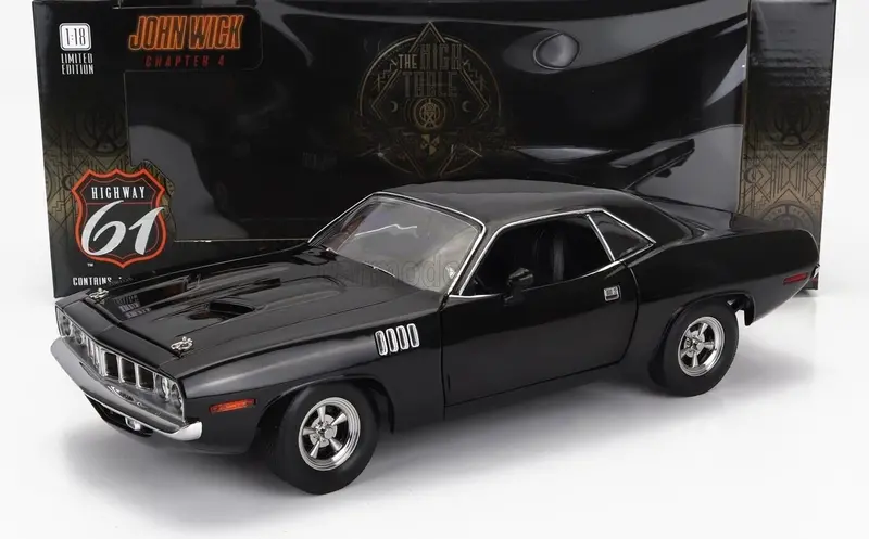 1:18 1971 Plymouth Cuda Black -- John Wick: Chapter 4 -- Greenlight/Highway 61 1