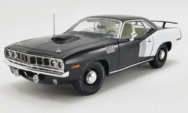 1:18 1971 Plymouth Hemi Barracuda -- Black/White -- Acme 1