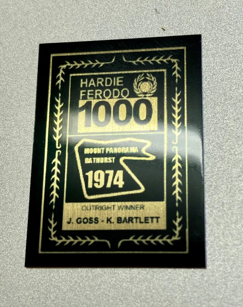 1:18 1974 Hardie-Ferodo 1000 Winner Plaque -- John Goss & Kevin Bartlett 1
