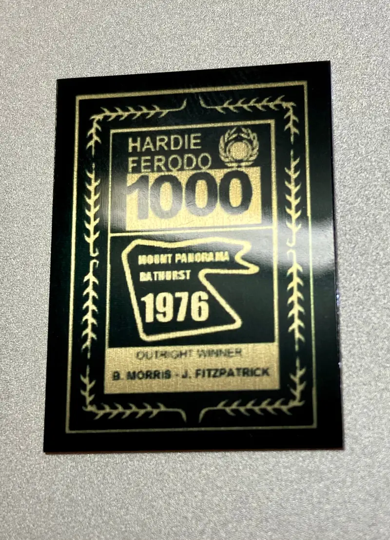 1:18 1976 Hardie-Ferodo 1000 Winner Plaque -- Bob Morris & John Fitzpatrick 1