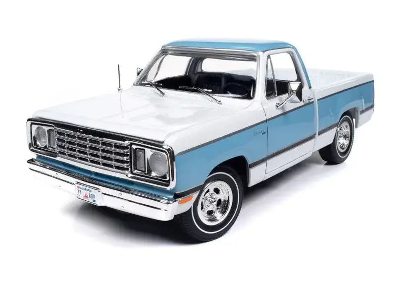 1:18 1977 Dodge Adventure Sweptline -- Light Blue/White -- American Muscle 1