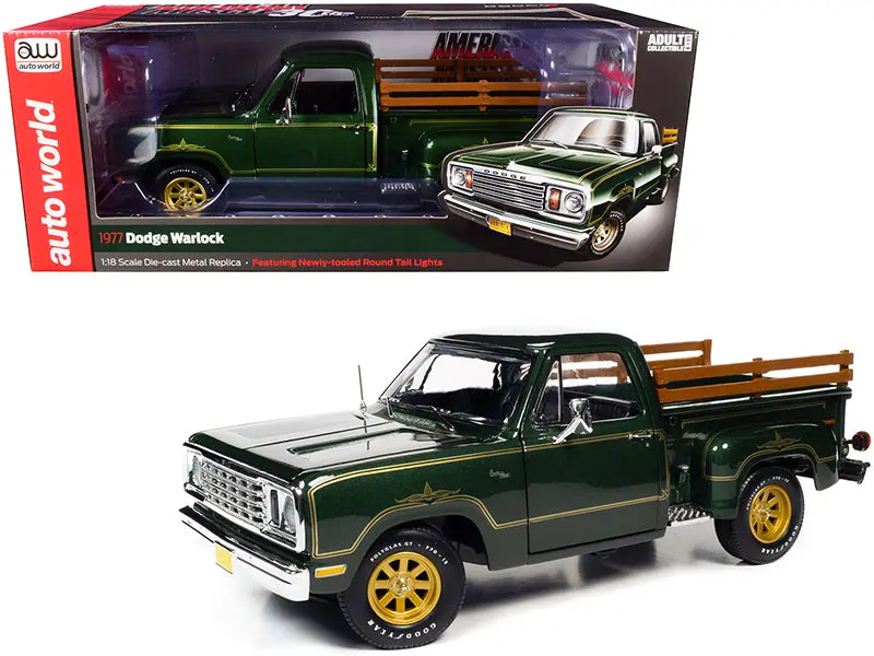 1:18 1977 Dodge Pickup Stepside Warlock -- Green -- American Muscle 1