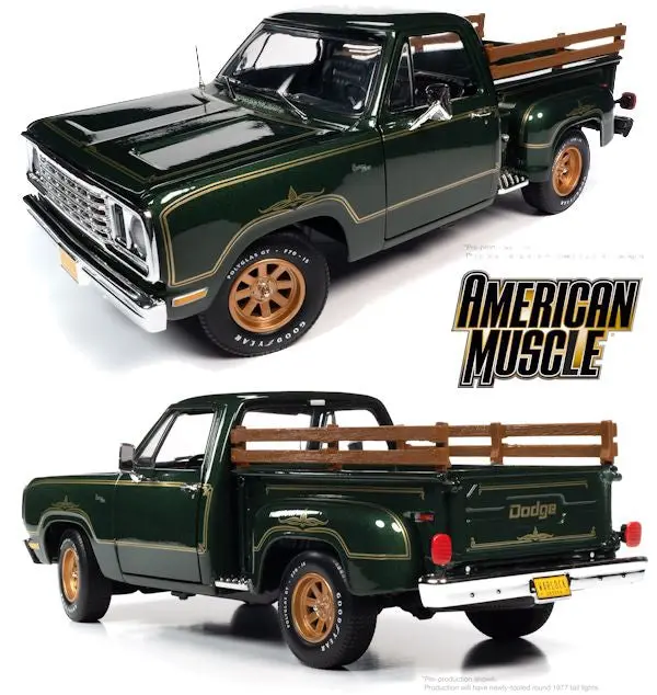 1:18 1977 Dodge Pickup Stepside Warlock -- Green -- American Muscle 2