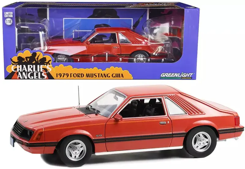 1:18 1979 Ford Mustang -- Red W/Black Stripes -- Charlie's Angels -- Greenlight 1