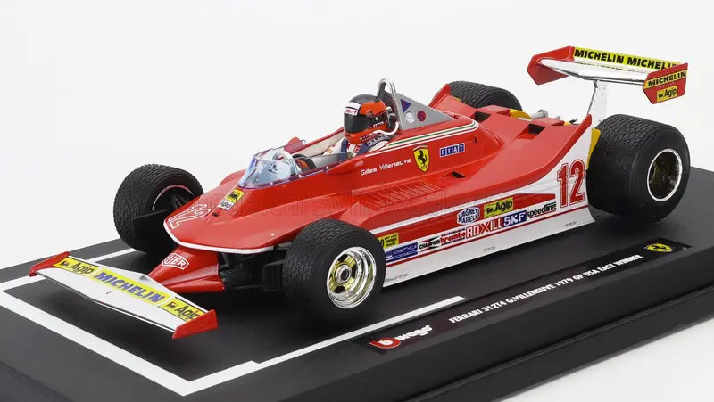 1:18 1979 Gilles Villeneuve -- Usa Gp Winner -- #12 Ferrari 312T4 -- Bburago F1 1