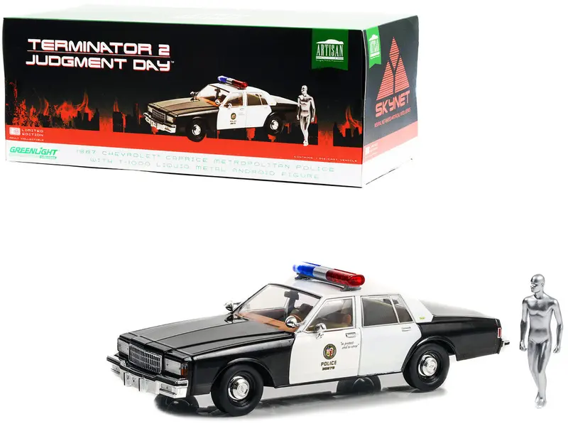 1:18 1987 Chevrolet Police Car W/T-1000 Android "The Terminator 2" -- Greenlight 1