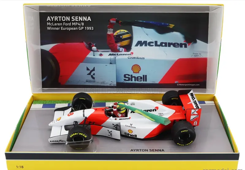 1:18 1993 Ayrton Senna -- European Gp -- Mclaren Mp4/8 -- Minichamps F1 Rare 1