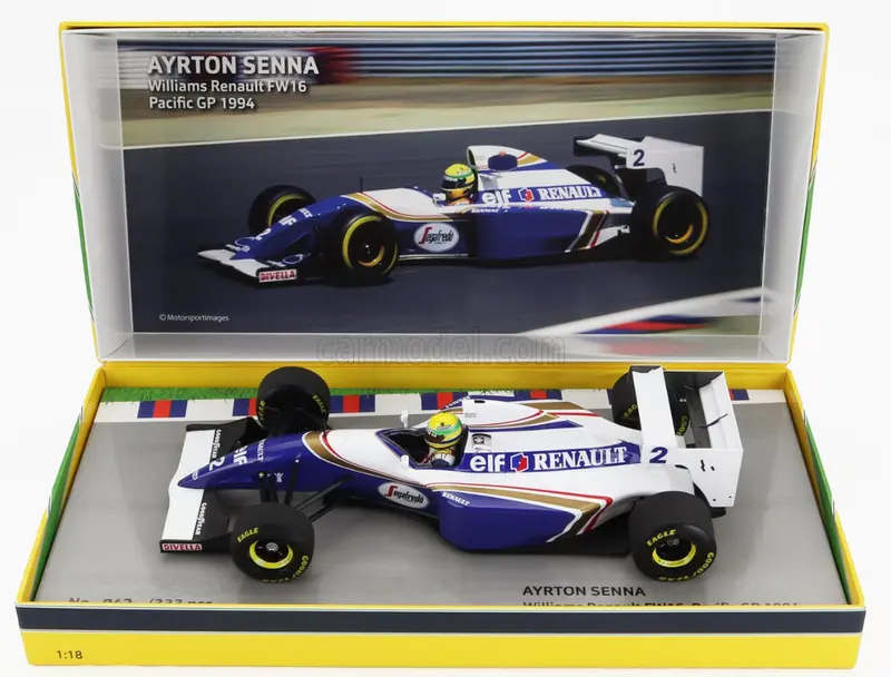 1:18 1994 Ayrton Senna -- Pacific Gp -- Williams Fw16 -- Minichamps F1 Rare 1