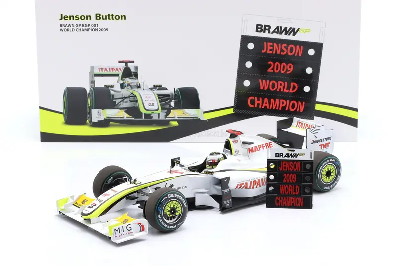 1:18 2009 Jenson Button -- World Champion -- Brawn Gp -- Minichamps F1 1