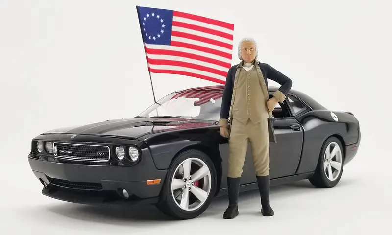 1:18 2010 Dodge Challenger Srt8 W/George Washington Figure + Flag -- Acme 1