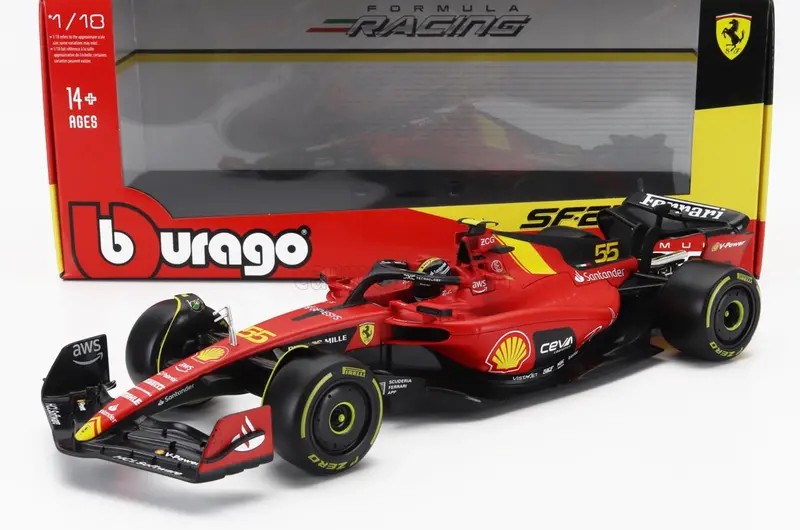 1:18 2023 Carlos Sainz -- #55 Italian Gp -- Scuderia Ferrari Sf-23 -- Bburago F1 1