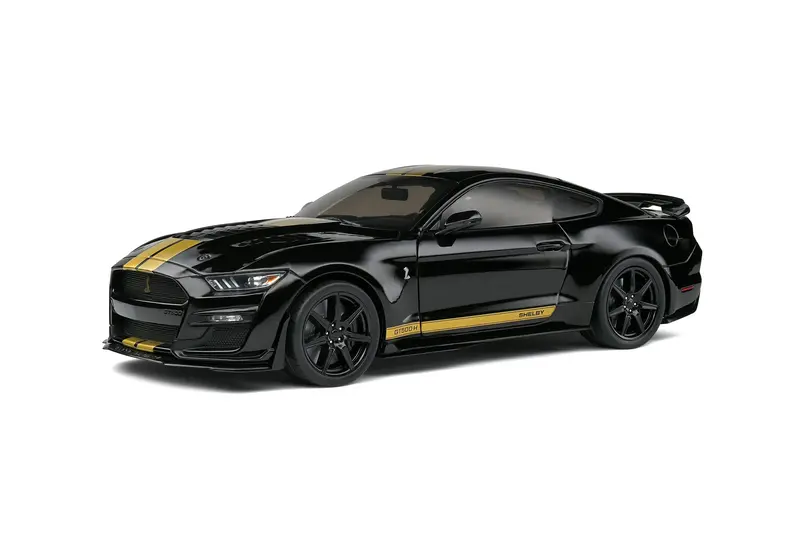 1:18 2023 Shelby Mustang Gt500-H -- Black W/Gold Stripes -- Solido Ford 1