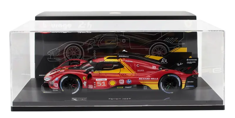 1:18 2024 Lemans 24H 3Rd Place -- #51 Ferrari 499P -- Bburago 2