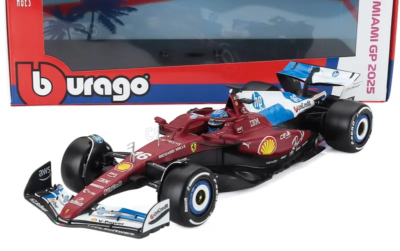 1:18 2025 Charles Leclerc -- Miami Gp -- #16 Ferrari Sf-25 -- Bburago F1 1