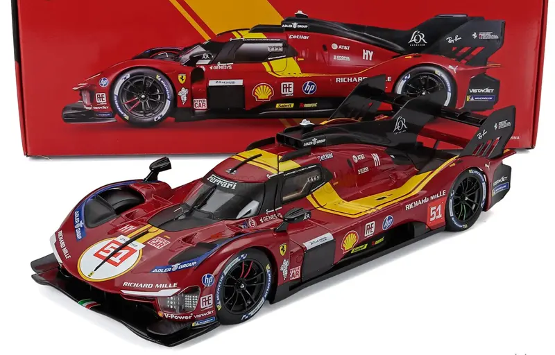1:18 2025 Lemans 24H 3Rd Place -- #51 Ferrari 499P -- Bburago 1
