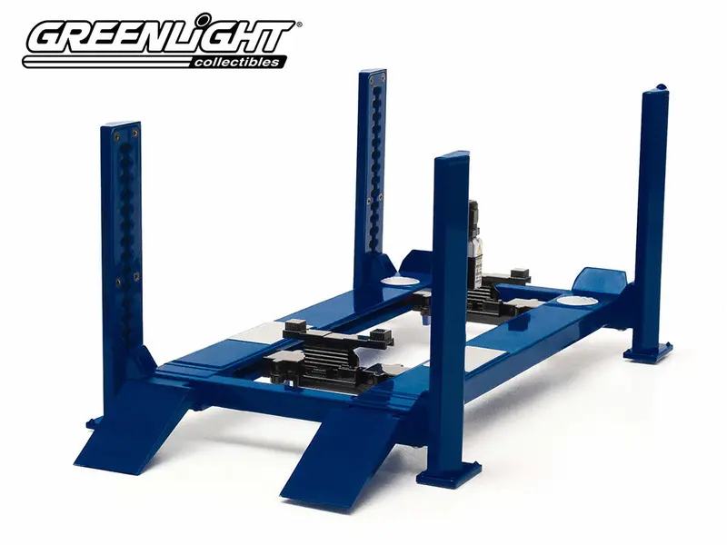 1:18 Adjustable 4-Post Hoist -- Blue -- Greenlight 1