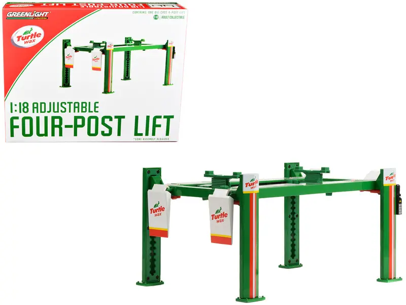 1:18 Adjustable 4-Post Hoist -- Turtle Wax -- Greenlight 1