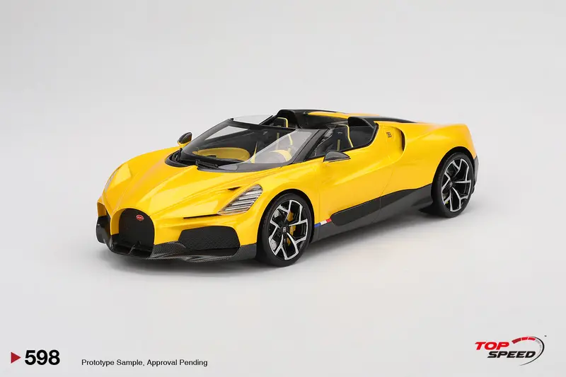 1:18 Bugatti W16 Mistral -- Yellow -- Topspeed Model Ts0598 1