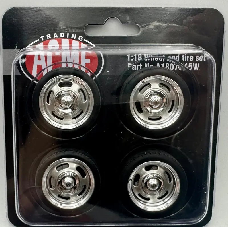 1:18 Chevy Rally Style Wheel & Tyre Set -- Chrome -- Acme 1