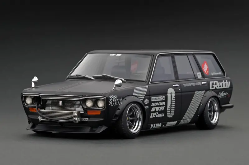 1:18 Datsun Bluebird (510) Wagon -- Kaido House Matte Black -- Ignition Ig3150 1
