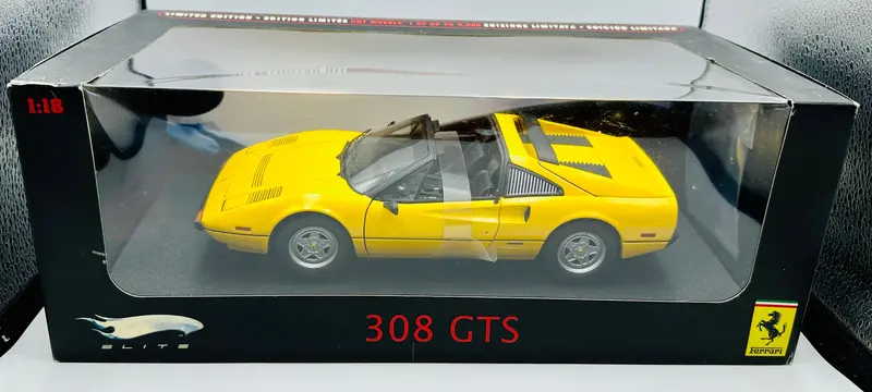 1:18 Ferrari 308 Gts -- Yellow -- Hot Wheels Elite 1