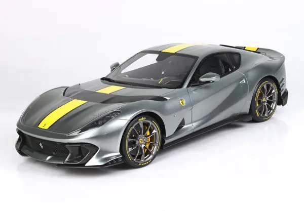 1:18 Ferrari 812 Competizione 2021 -- Grigio Coburn (Grey/Yellow) -- Bburago 1