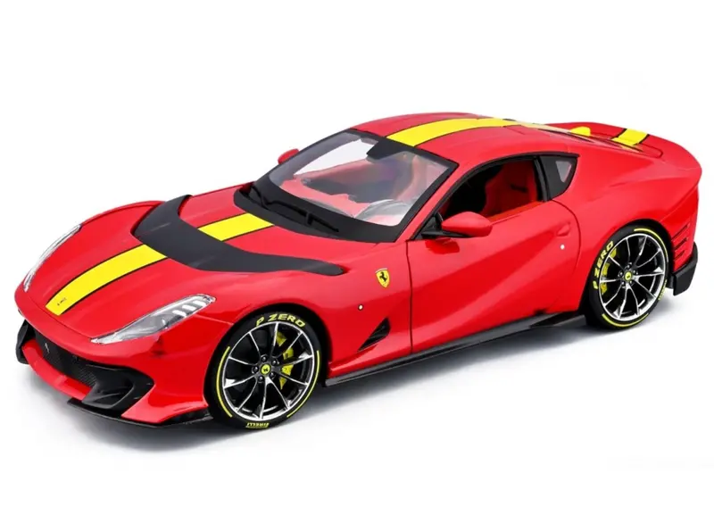 1:18 Ferrari 812 Competizione 2021 -- Rosso Corsa Red/Yellow -- Bburago 1