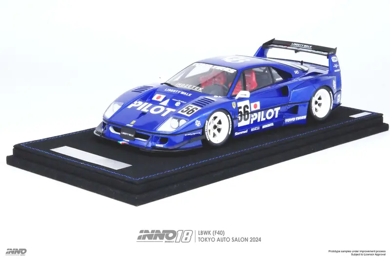 1:18 Ferrari F40 Lbwk -- #56 Blue Tokyo Auto Salon 2024 -- Inno18 1