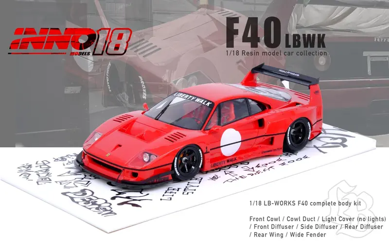 1:18 Ferrari F40 Lbwk -- Red -- Inno18 1