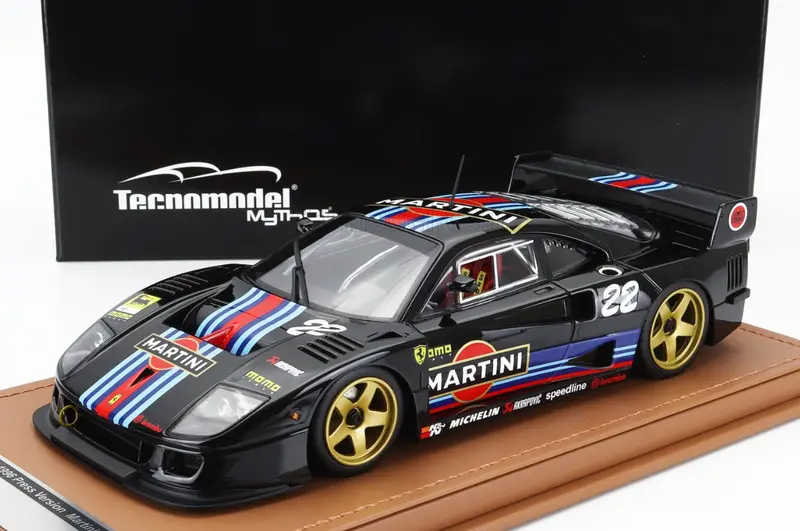 1:18 Ferrari F40 Lm 1996 -- Martini (Black) W/Gold Wheels -- Tecnomodel 1