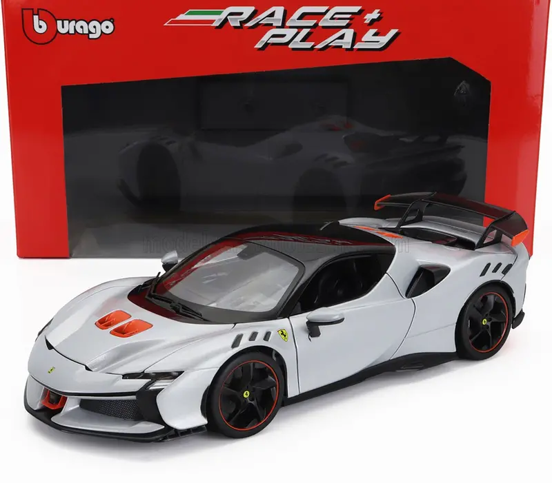 1:18 Ferrari Sf90xx Stradale -- Bianco Artico White/Orange -- Bburago 1
