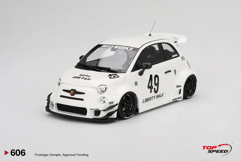 1:18 Fiat Abarth 595 Lb-Works X Abas Works - Gara White -- Topspeed Model Ts0606 1