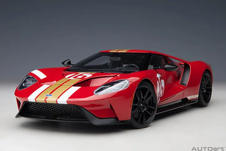 1:18 Ford Gt -- Alan Mann Heritage Edition (Red W/Gold Stripes) -- Autoart 1