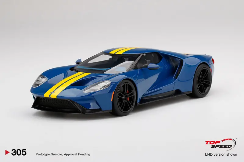 1:18 Ford Gt -- Sunoco Blue W/Yellow Stripe -- Topspeed Model 1
