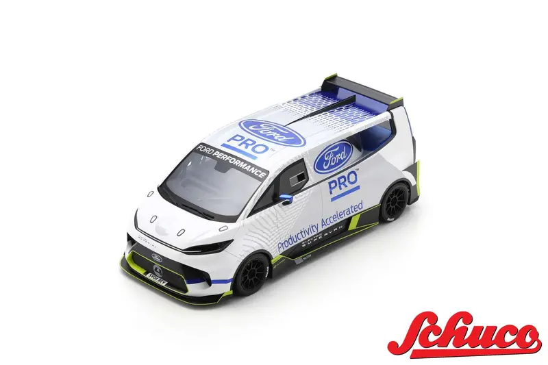 1:18 Ford Transit Supervan 4 (2022) -- White Ford Pro - Goodwood 2022 -- Schuco 1