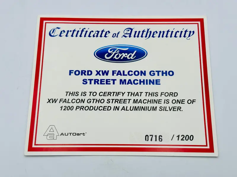 1:18 Ford Xw Falcon Gtho Street Machine -- Aluminium Silver -- Coa Only -- Biante 1