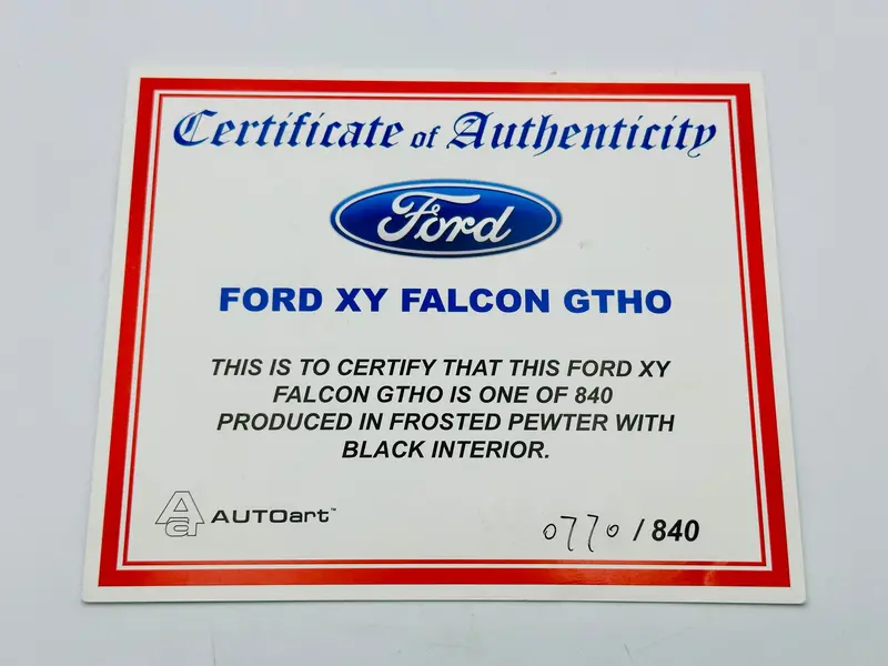 1:18 Ford Xy Falcon Gtho -- Frosted Pewter -- Coa Only -- Biante 1