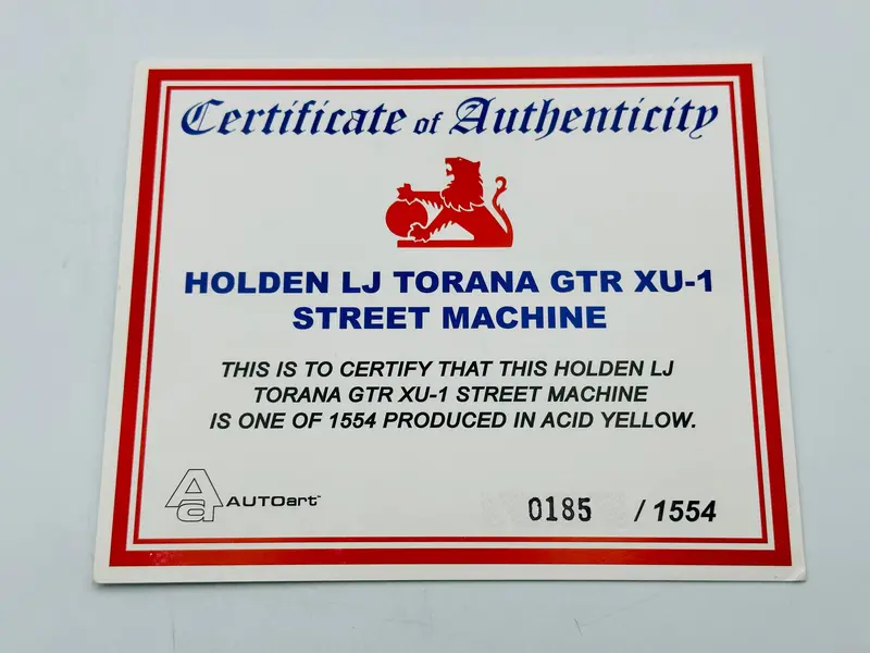 1:18 Holden Lj Torana Gtr Xu-1 Street Machine -- Acid Yellow -- Coa Only -- Biante 1