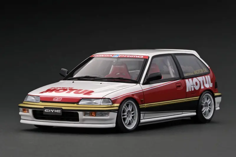 1:18 Honda Civic (Ef9) Sir -- Motul White/Red -- Ignition Model Ig3123 1