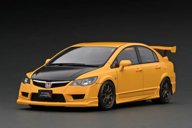 1:18 Honda Civic (Fd2) Type R -- Yellow W/Carbon Bonnet -- Ignition Model Ig2831 1