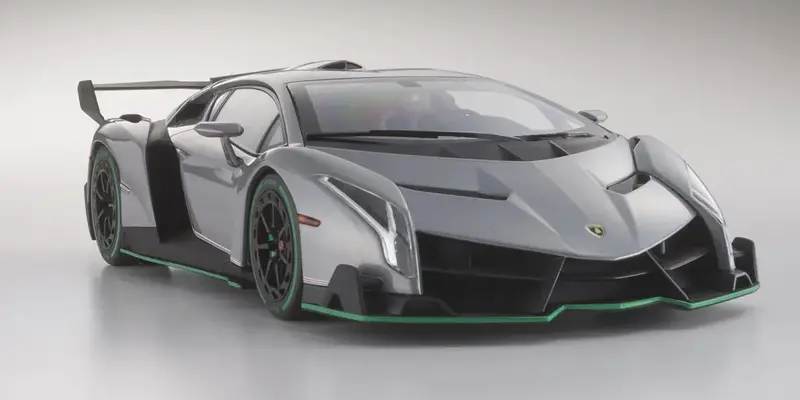 1:18 Lamborghini Veneno -- Grey  / Green Line -- Kyosho Ousia 09501Grg 1