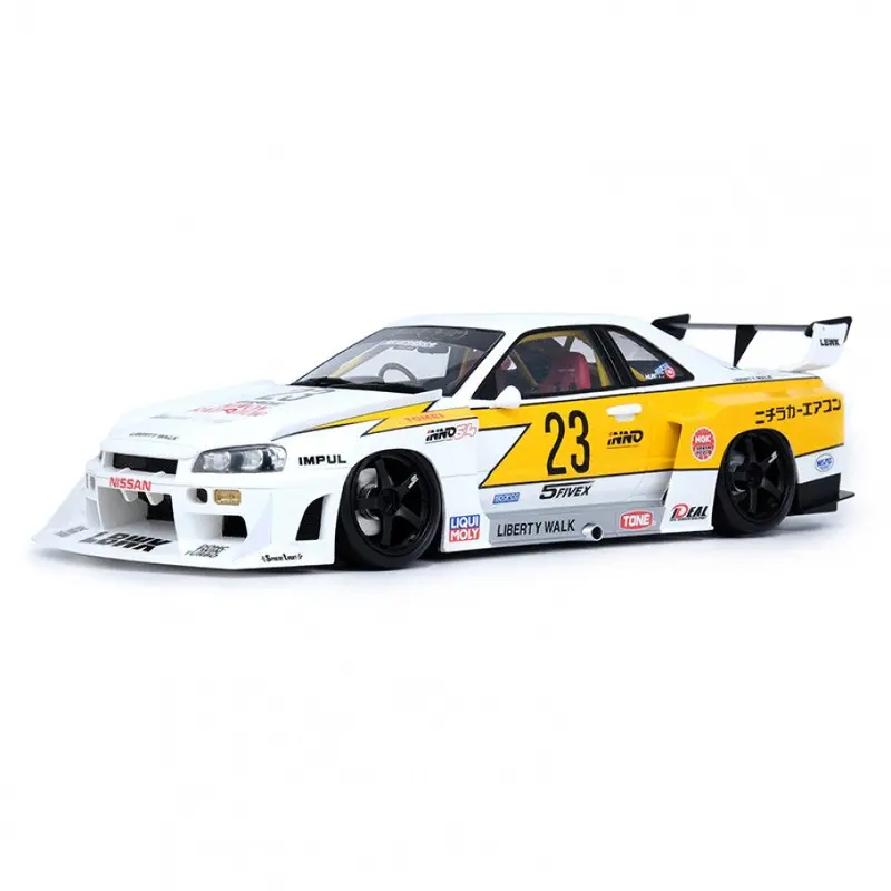 1:18 Lbwk Nissan E-R34 Super Silhouette Skyline Gtr -- White/Yellow -- Inno18 1