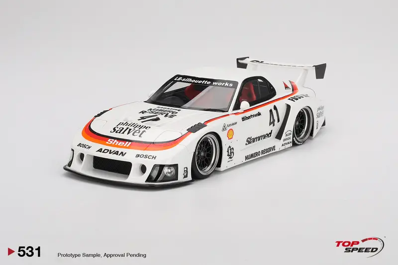 1:18 Mazda Rx-7 Lb-Super Silhouette - #41 Numero Reserve White -- Topspeed Model 1