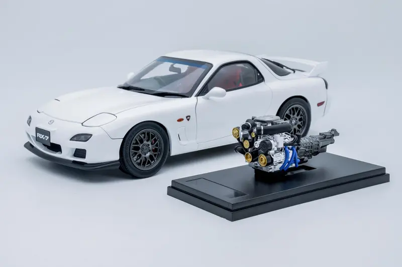 1:18 Mazda Rx7 Spirit R W/13B Engine Display -- White -- Polar Master 1