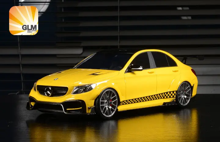 1:18 Mercedes-Benz C63s Amg Darwinpro Widebody -- Yellow -- Glm Glm188023 1