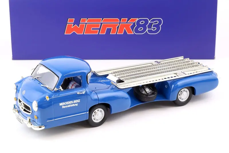 1:18 Mercedes-Benz W21 -- Race Car Transporter Truck -- Blue -- Werk83 1