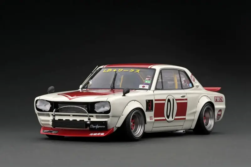 1:18 Nissan Skyline Hakosuka 2 Door -- Lb-Works White/Red -- Ignition Ig2661 1
