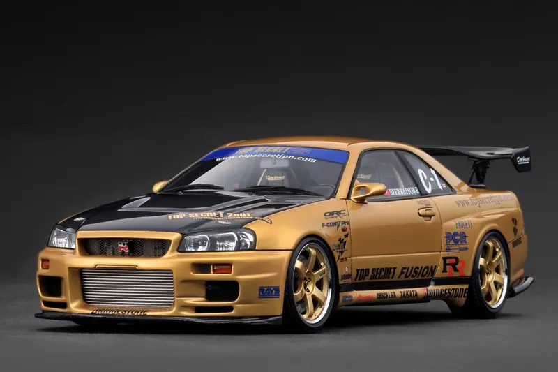 1:18 Nissan Skyline R34 Gt-R Top Secret -- Gold -- Ignition Model Ig3847 1