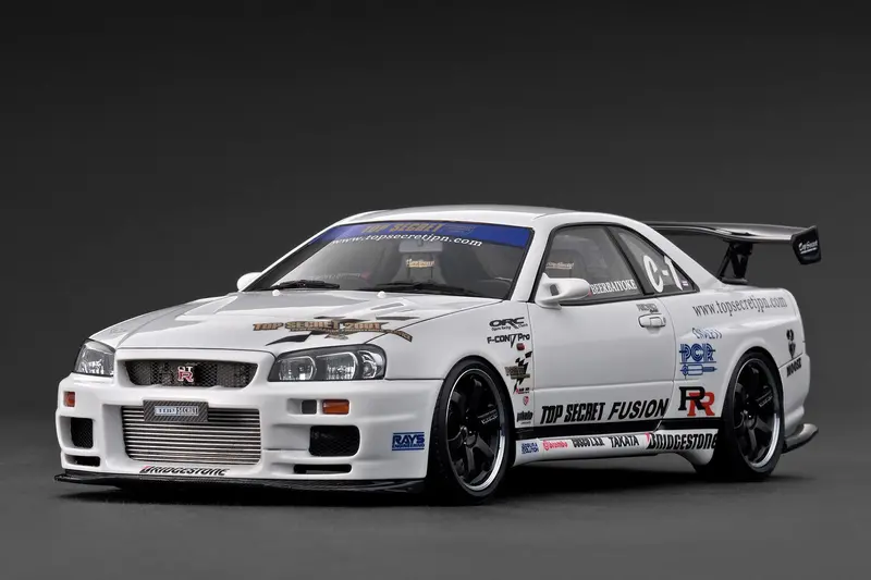 1:18 Nissan Skyline R34 Gt-R Top Secret -- White -- Ignition Model Ig3849 1
